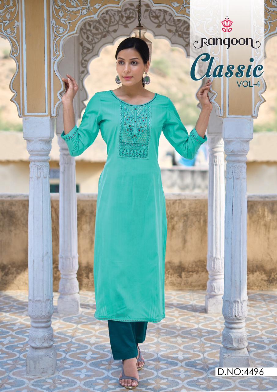 Classic Vol 4 By Rangoon lining Silk Embroidery Kurtis Wholesale Price In Surat